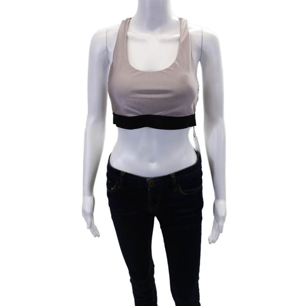 Koral Womens Cut Out Back Perforated Sports Bra Mauve Pink Black Size Medium